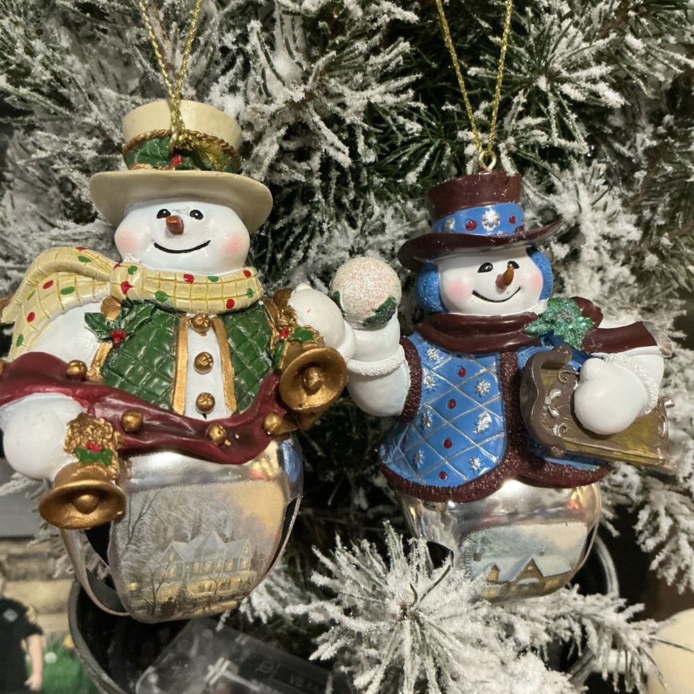 Thomas Kinkade Bradford Exchange 2‎ Snow Bell Holidays Ornaments, Sets 1 &2